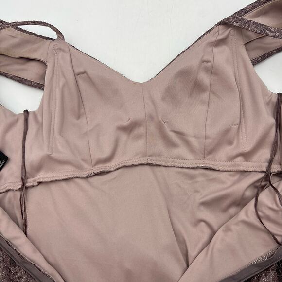 R & M Richards Lace Off The Shoulder Gown Dress Lavender Purple Cocktail Party - Picture 4 of 8